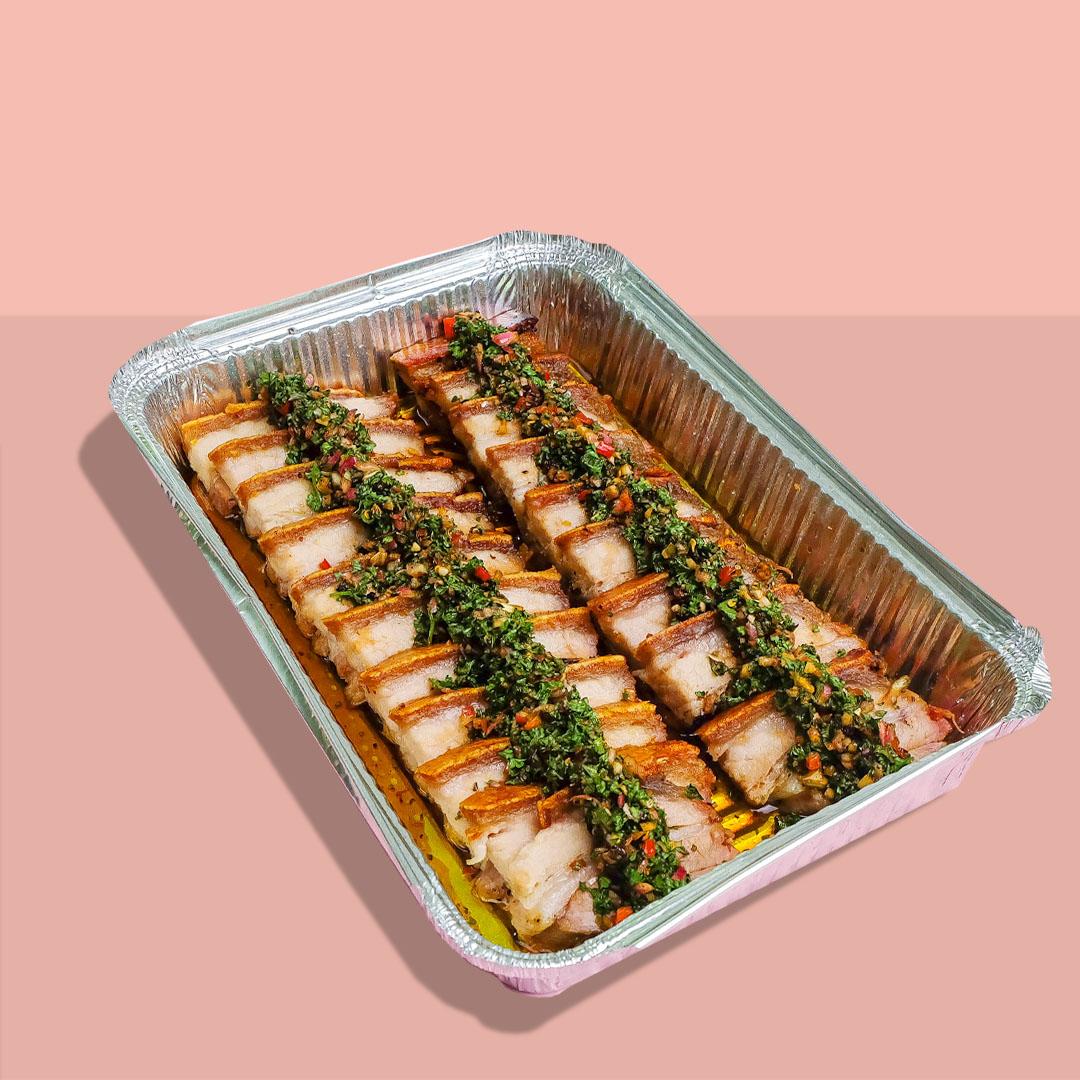 Chimichurri Crackling Pork Belly