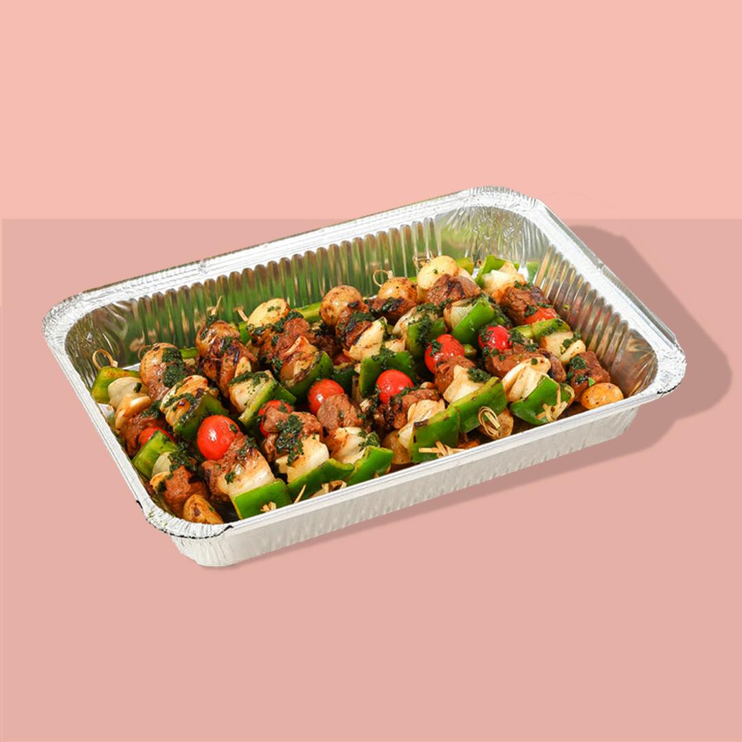 Grilled Tenderloin Steak Skewers with Fresh Basil Sauce