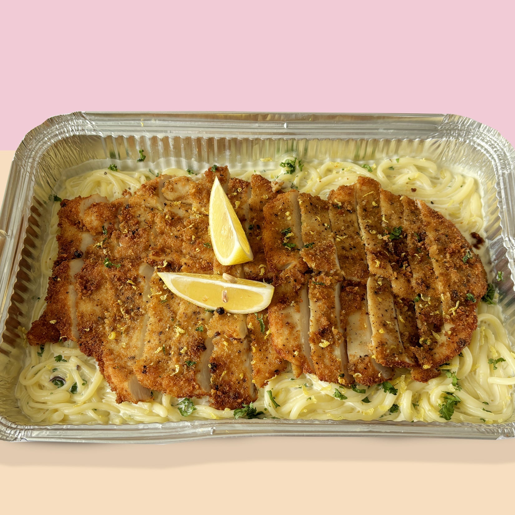 Crunchy Chicken Alfredo Pasta