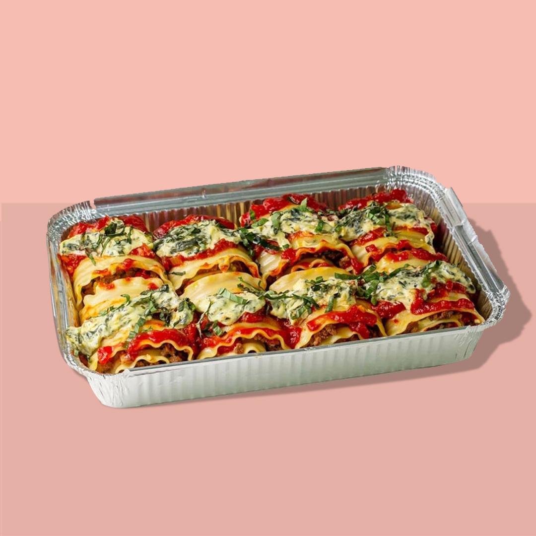 Lasagna Roll Ups with Creamy Spinach Sauce