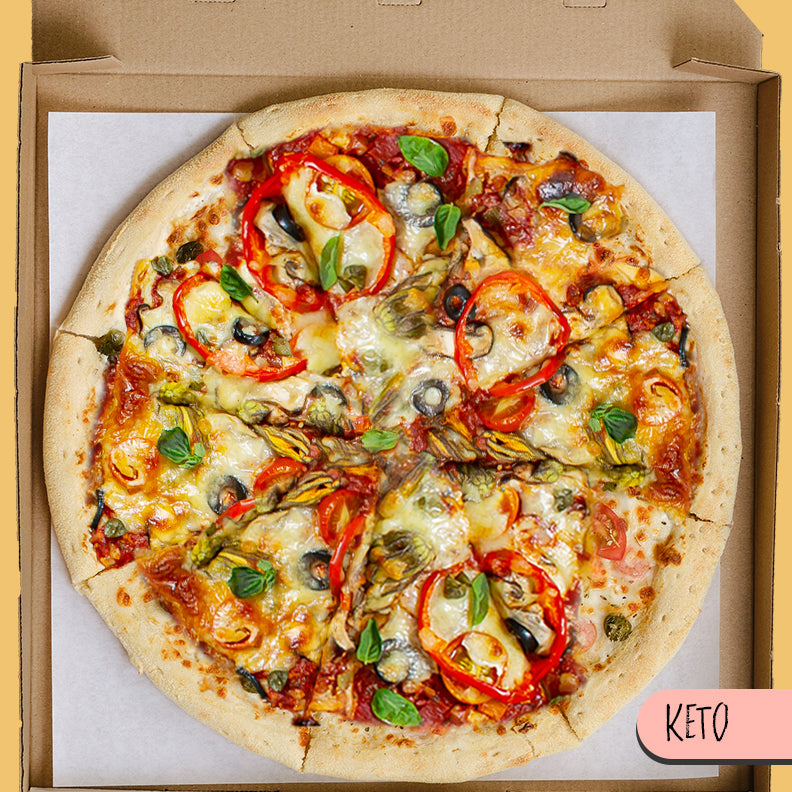 Keto Bolognese-Puttanesca Vegetarian Pizza