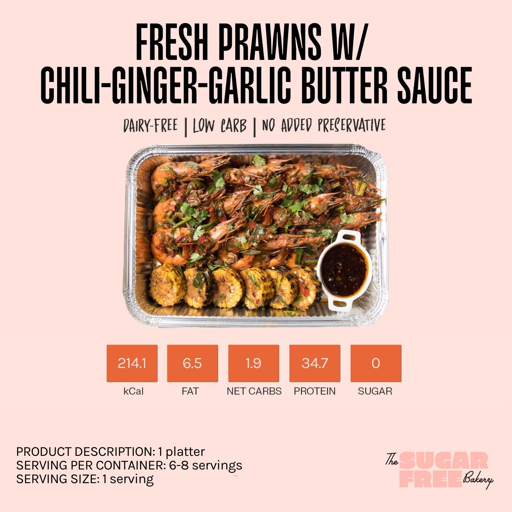 Fresh Prawns with Chili-Ginger-Garlic Butter Sauce