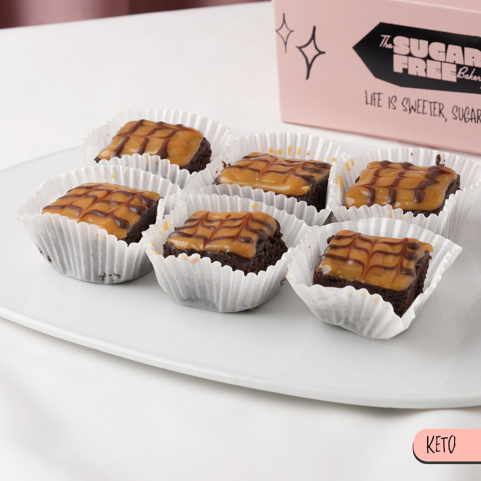 Keto Vegan Salted Caramel Brownie